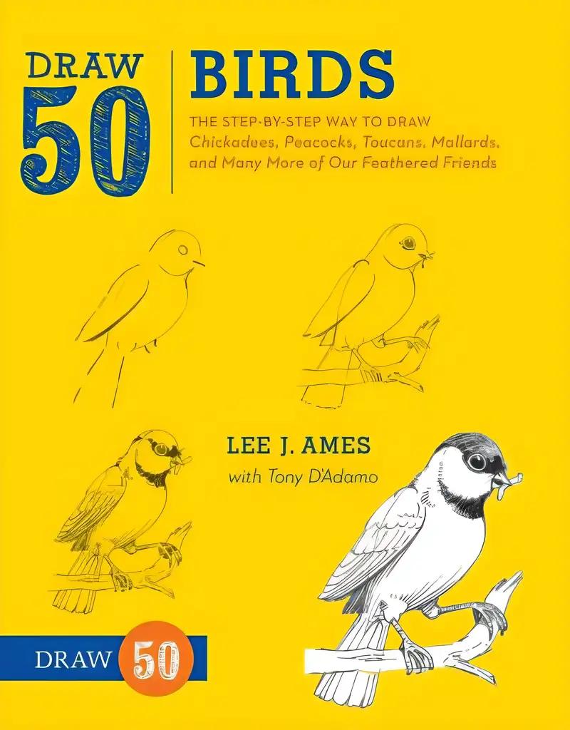 Draw 50 Birds: The Step-by-Step Way to Draw Chickadees, Peacocks, Toucans, Mallards, and Many More of Our Feathered Friends