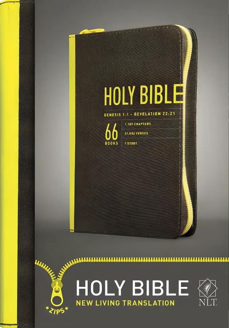 Zips Bible NLT (Canvas, Charcoal/Yellow)