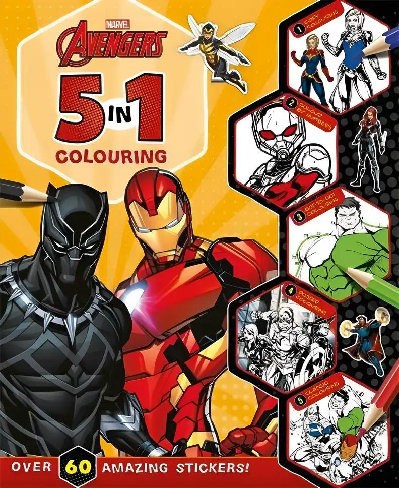 Marvel Avengers: 5 in 1 Colouring: (With dot-to-dot, colour-by-numbers, copy colouring, and more!)