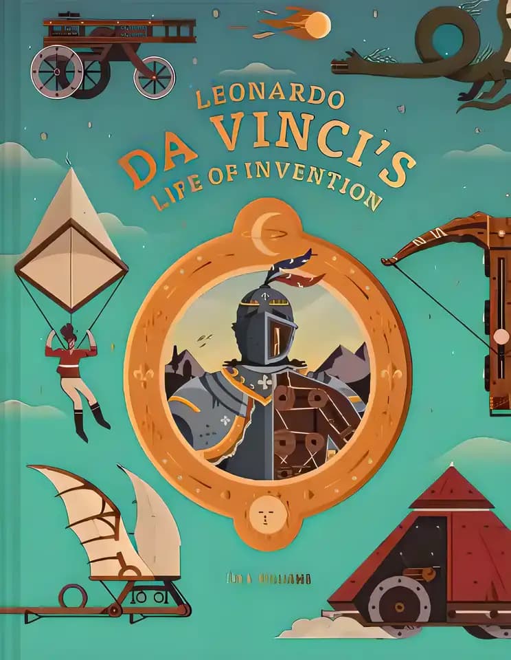 Book cover of 'Leonardo da Vinci's Life of Invention: A stunningly illustrated children’s book on da Vinci’s life, inventions, art and genius'