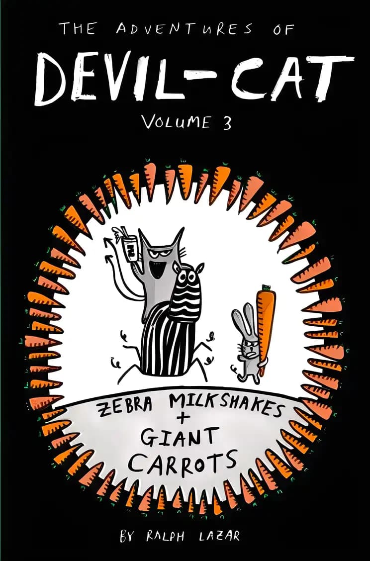 Book cover of 'Zebra Milkshakes and Giant Carrots: The Adventures of Devil-Cat Volume 3'