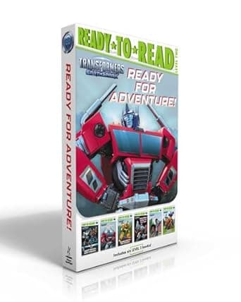 Find out what’s special about Ready for Adventure! (Boxed Set): Meet Twitch and Thrash!; It's Optimus Prime Time!; Bumblebee's Big Mission; Megatron Is Put to the Test; Robby and ... Trio of Terrans! (Transformers: EarthSpark) Book cover of 'Ready for Adventure! (Boxed Set): Meet Twitch and Thrash!; It's Optimus Prime Time!; Bumblebee's Big Mission; Megatron Is Put to the Test; Robby and ... Trio of Terrans! (Transformers: EarthSpark)'